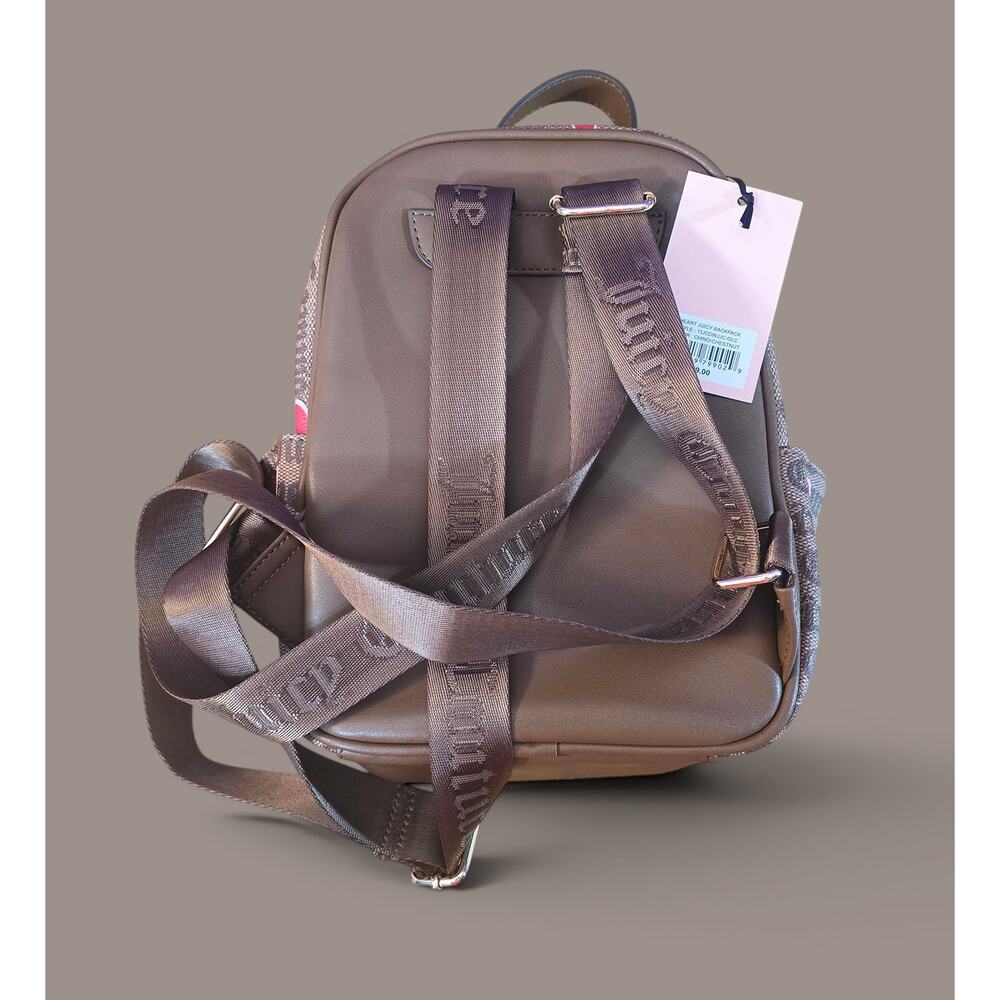 Juicy Couture Brown Gothic Monogram Mini Backpack Pink Hearts Y2K image 4